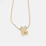 Gold-Plated "K" Initial Necklace with Crystals