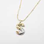 Dual-Tone Textured "S" Pendant Necklace