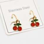 Cherry Charm Drop Earrings – Gold