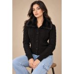 Elegant Faux Fur Collar Knit Cardigan