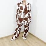 Bold Cow-Print Tailored Co-Ord Suit