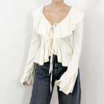 Romance Ruffle Tie-Front Blouse
