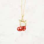 Crystal Enamel Christmas Stocking Pendant Necklace