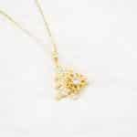 Golden Crystal Christmas Tree & Snowflake Pendant Necklace