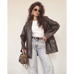 Chic Faux Leather Oversized Blazer