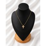 Golden Crystal Cross Necklace