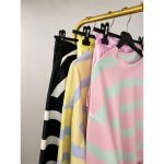 Satin Stripe Lounge Set - Black